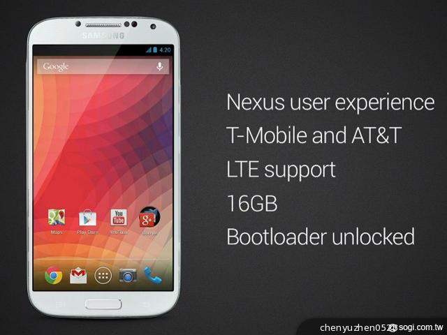 Google版-GALAXY-S4-Google-Edition-安卓原生介面-Google-I/O