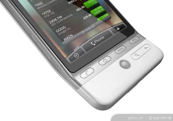 HTC Hero特殊底部角度及斜邊設計,無論是握在手中或貼近臉頰講電話時都能帶來極佳觸感。