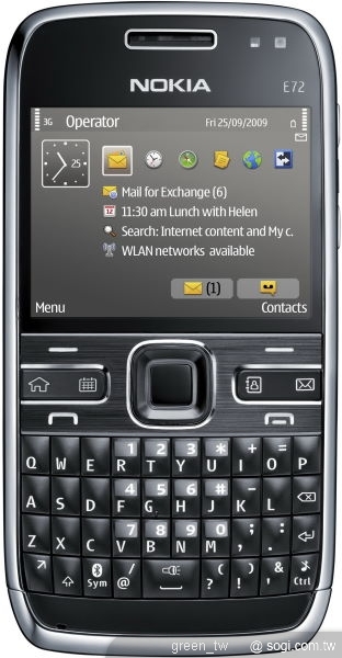 Nokia E72是支全鍵盤智慧手機，2.4 吋銀幕並支援3G功能