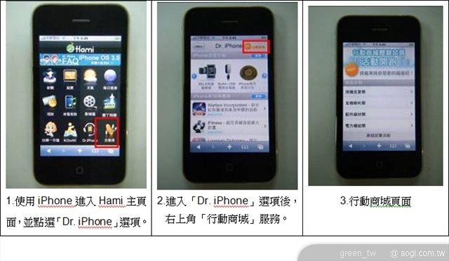 Dr.iPhone行動購物服務提供客戶在iPhone Hami服務，使用iPhone新知、應用及周邊介紹等教學方式，導引客戶選購自己所需之iPhone周邊商品