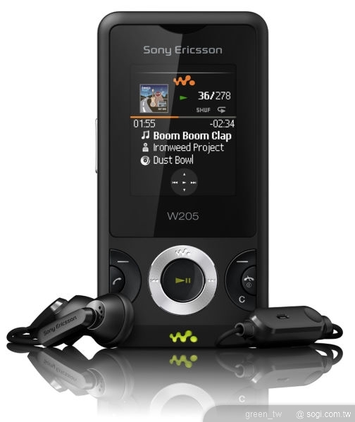 結合年輕風味的滑蓋外型和所有Sony Ericsson手機經典功能的W205,不僅擁有Walkman™ 播放器、FM廣播及TrackID™音樂辨識功能,讓動人的音樂可以隨時環繞在耳邊,還附有豐富的娛樂功能和建立播放清單的能力