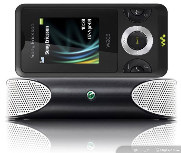 W205擁有完善的音樂功能,搭配全新Sony Ericsson MS410 Snap-on 喇叭,絕佳的立體聲音效,是最適合W205的時尚配件,MS410尺寸輕巧便利,完美精緻的體積,方便攜帶,街頭熱舞、露天烤肉