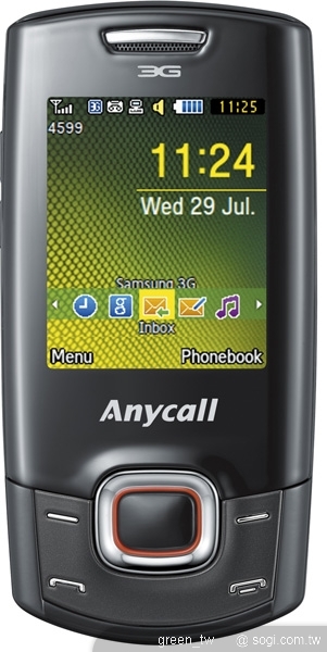 Samsung Anycall C5130時尚滑蓋外型，其2.0吋螢幕搭配3G上網功能