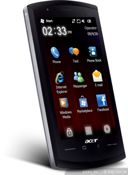 Acer beTouch E100月付1,773元也可享0元優惠。搭載1GHz處理器的商務旗艦機Acer neoTouch，月付 1,773元就可享超值價6,550元