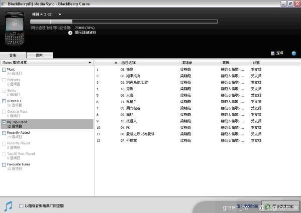 音樂檔案同步功能