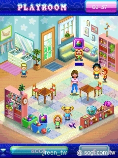 開心保姆　遊戲讓玩家搖身一變成為幼稚園老師，照顧調皮搗蛋的小朋友，只要能滿足他們個別的需求 並讓他們的心情值保持在最佳狀態，並快快樂樂樂成長，便可過關!
