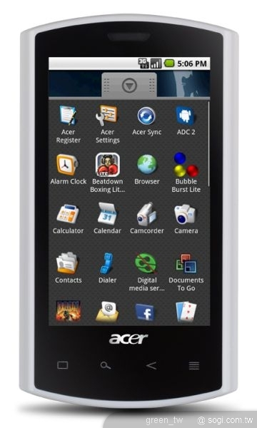 與遠傳電信再度獨家合作,推出Acer首款Android智慧型手機Liquid,以第一支搭載Qualcomm Snapdragon 768 MHz處理器和第一支配備3.5吋WVGA高畫質觸控式寬螢幕,為Android手機立下最高等級的標竿。