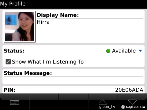 04BlackBerry Messenger 5.0設定個人照片、狀態
