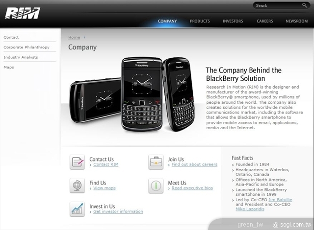 RIM公司、BlackBerry智慧型手機、服務等資訊