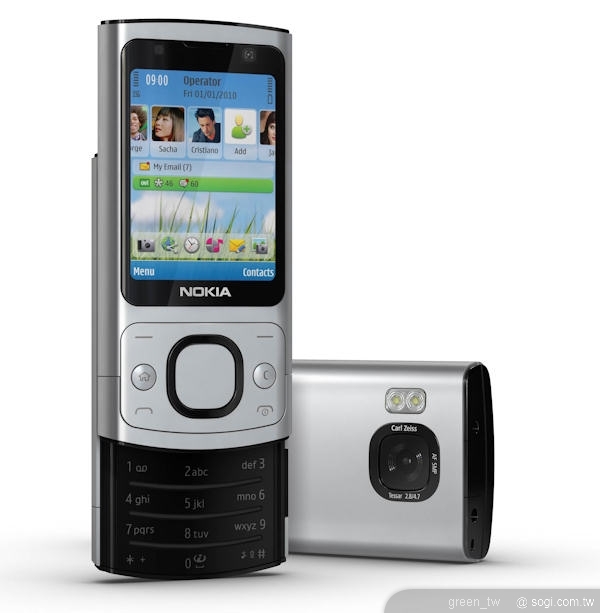 Nokia 6700 slide 配備500萬畫素卡爾蔡司認證相機鏡頭與雙LED閃光燈