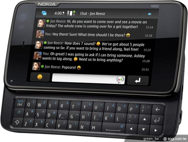 Nokia N900擁有3.5吋觸控螢幕與側滑式QWERTY鍵盤
