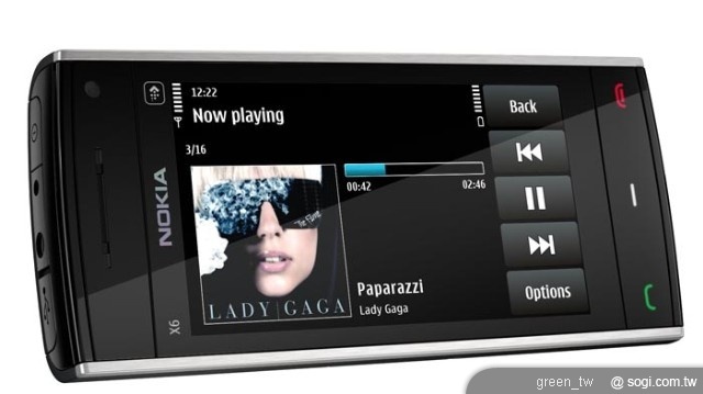Nokia X6 8GB內建500萬畫素卡爾蔡司光學鏡頭以及雙LED閃光燈