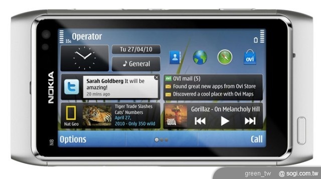Nokia N8 採用Symbian^3平台 支援多點觸控功能
