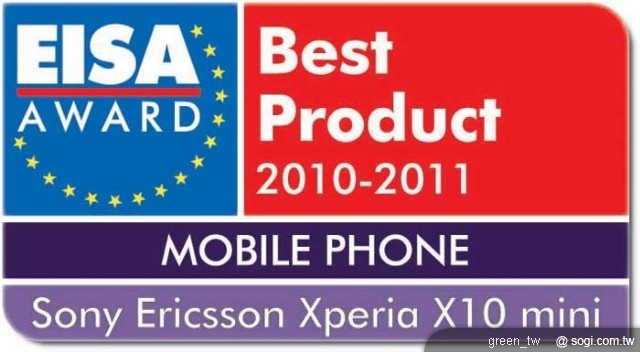 Sony Ericsson Xperia X10 mini 榮獲歐洲 2010-2011 最佳手機肯定