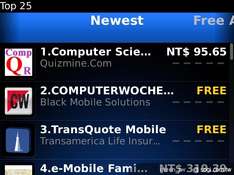 BlackBerry App World最新上架的應用程式