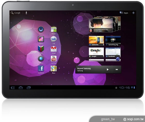 GALAXY Tab 10.1（型號：P7100），結合強大的 Android 3.0（Honeycomb） 雙核心智慧型媒體裝置